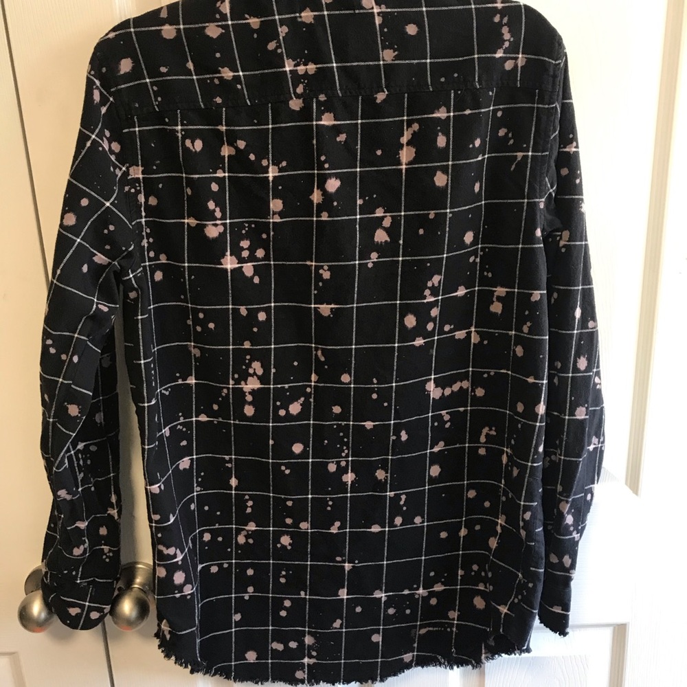 Jackson Plaid button down shirt bleach splatter